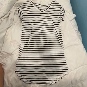 black and white striped t shirt dress